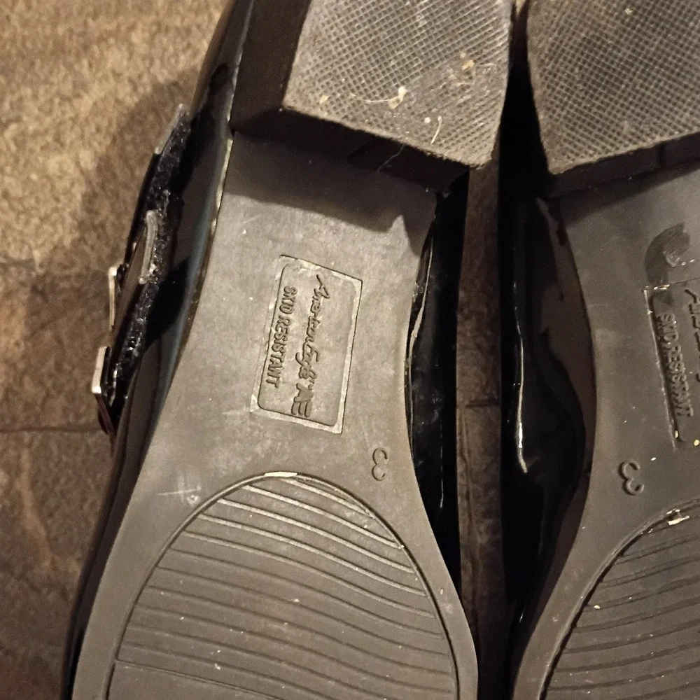 American Eagle AE Mary Jane Shoes Kids Size 3 Black Good Double Strap Block Heel